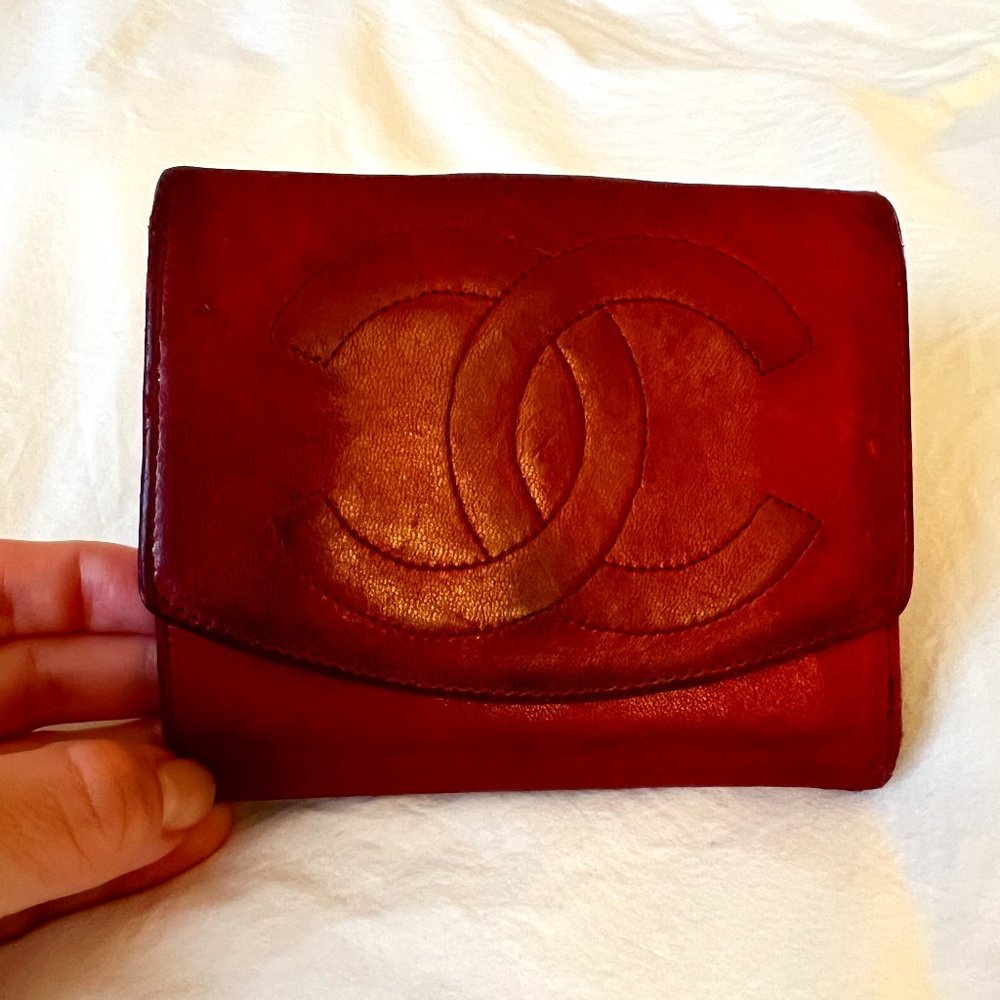 Red Clutch Leather Compact Snap Cocomark France Wallet